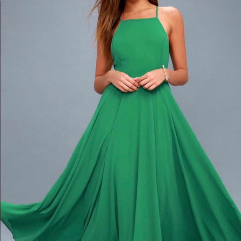 Lulus green open back Maxi Dress